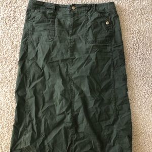 Army Green Denim Long Skirt by White Stag